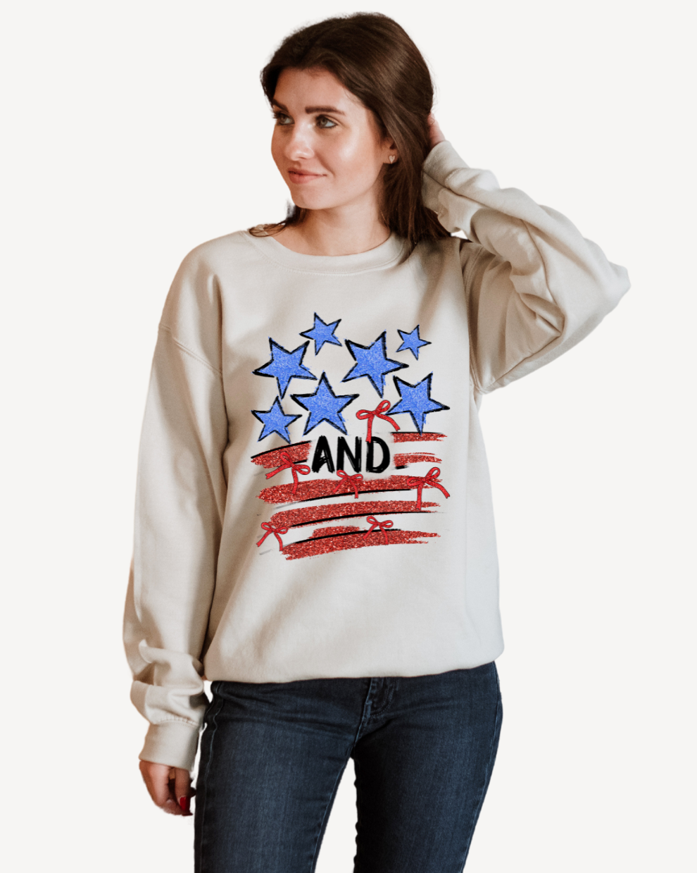Stars, Stripes, and Freedom   - Sand Sweatshirt