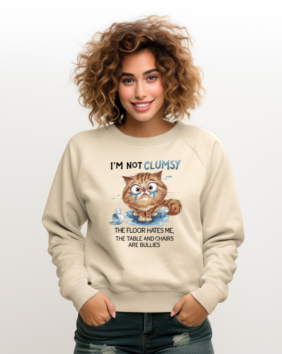 Not Clumsy Cat LOL - Sand Sweatshirt