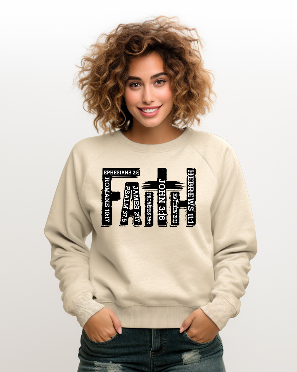 FAITH Bible Verse - Sand Sweatshirt