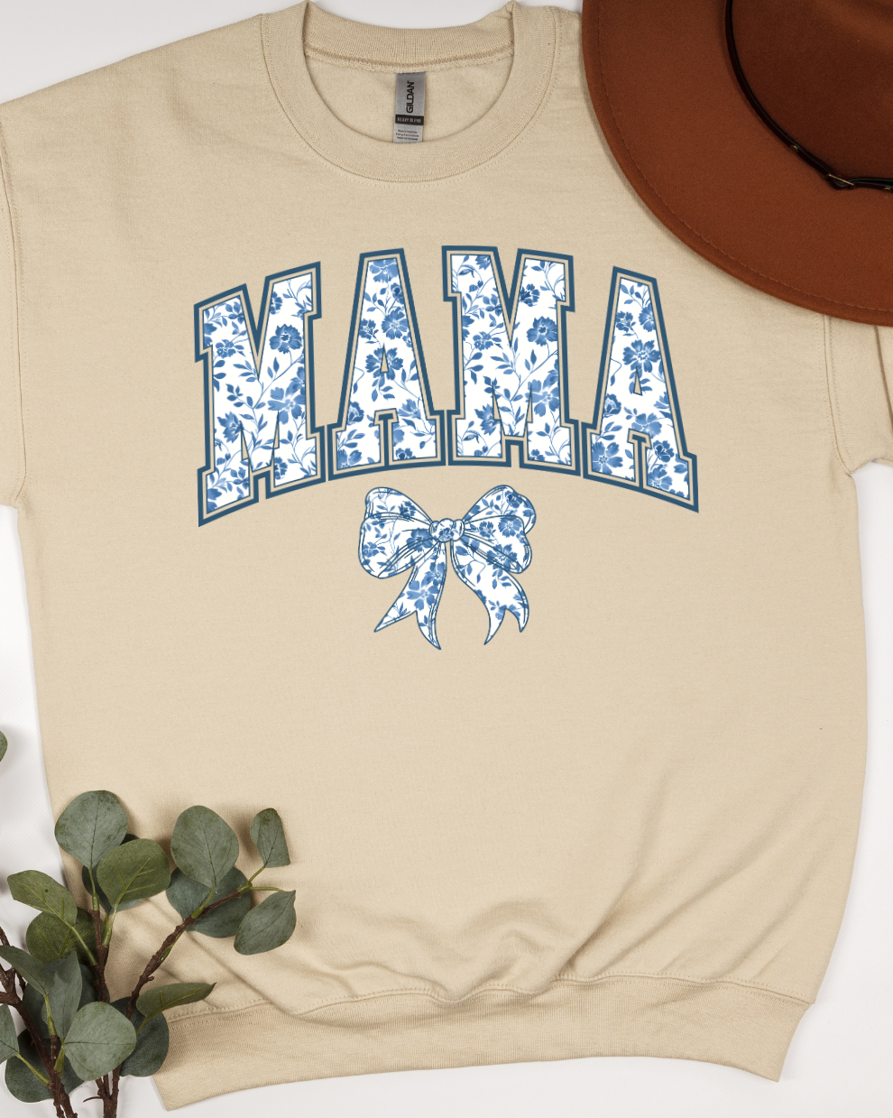 Mama Floral Blue - Sand Sweatshirt