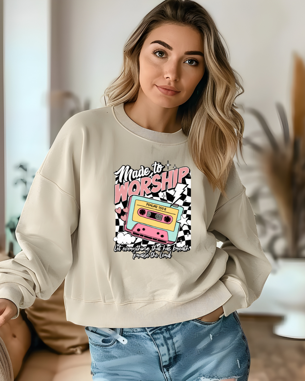 Made to Worship Retro  - Sand Sweatshirt
