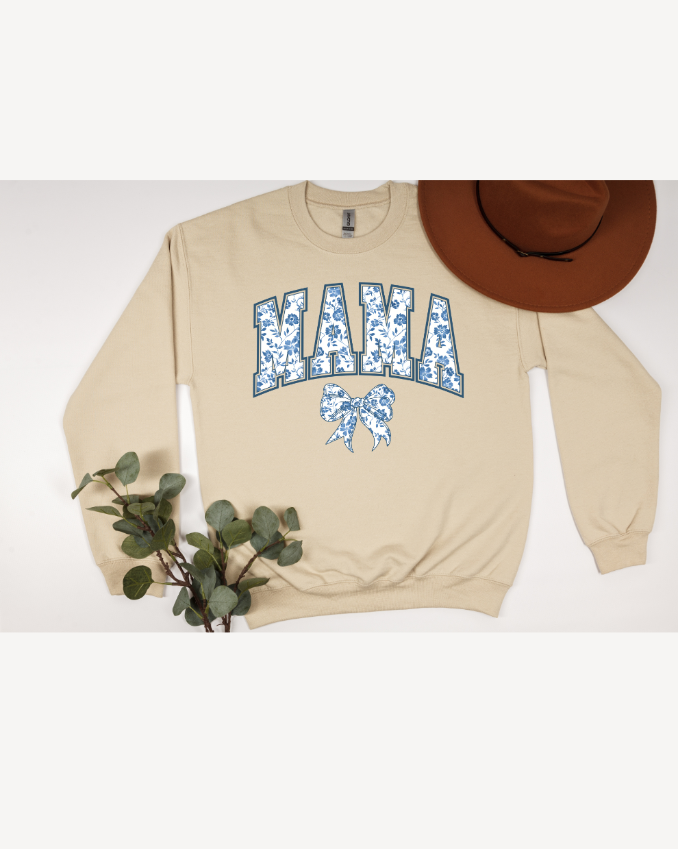 Mama Floral Blue - Sand Sweatshirt