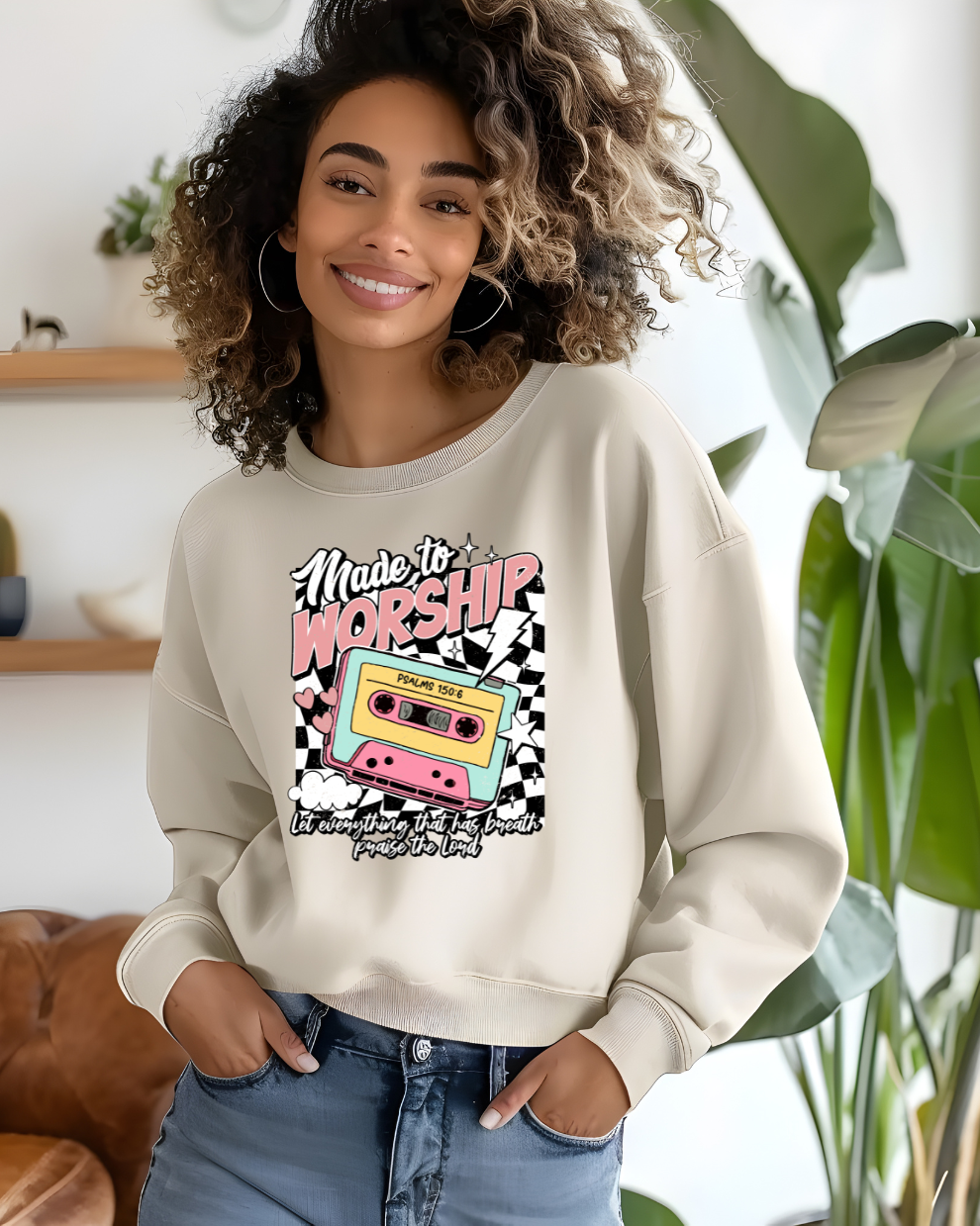 Made to Worship Retro  - Sand Sweatshirt