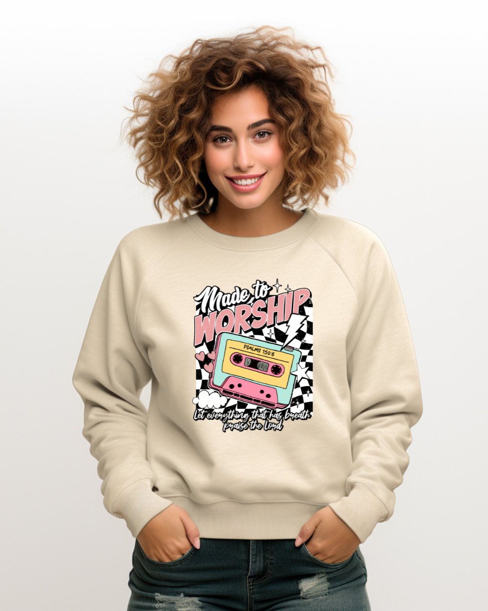Made to Worship Retro  - Sand Sweatshirt
