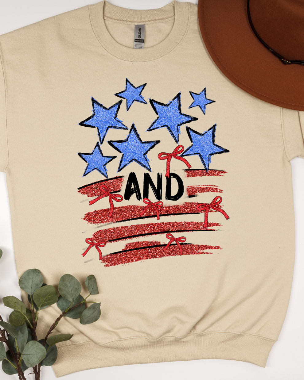 Stars, Stripes, and Freedom   - Sand Sweatshirt