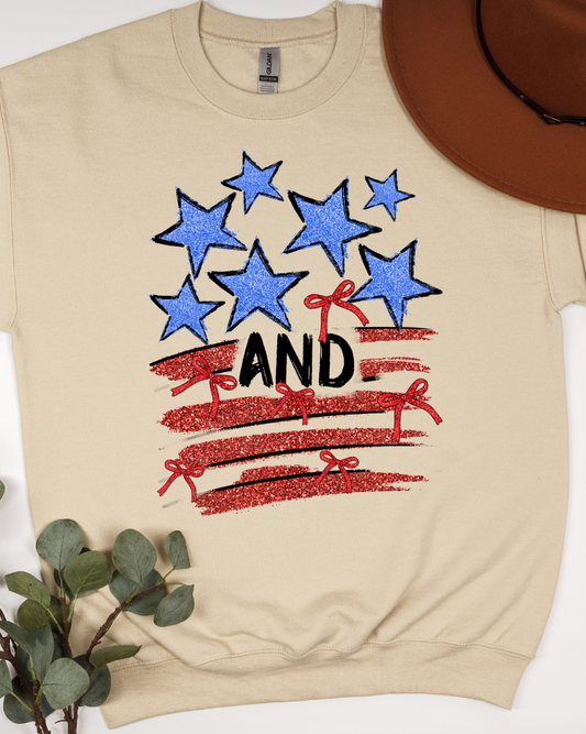 Stars, Stripes, and Freedom   - Sand Sweatshirt