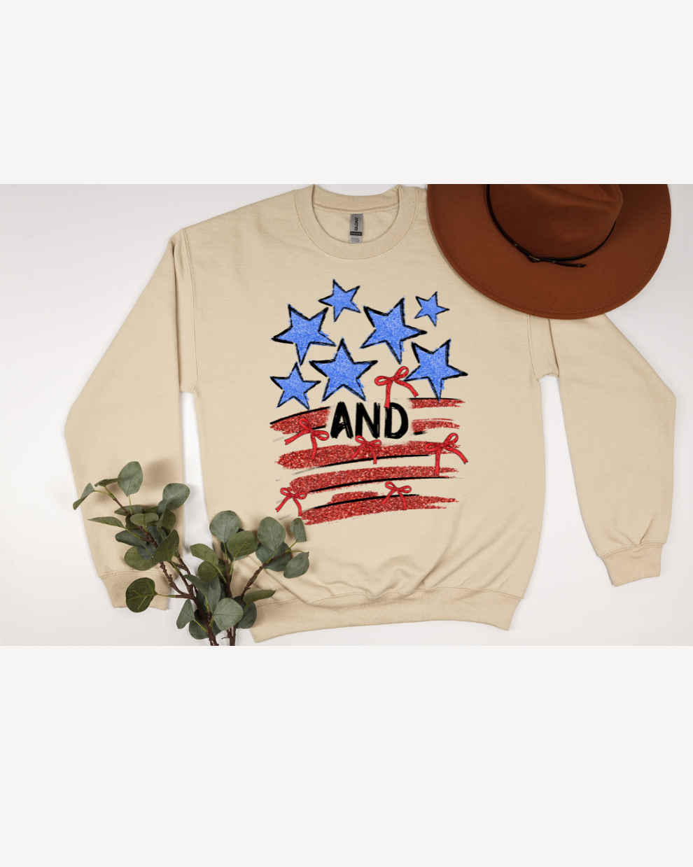 Stars, Stripes, and Freedom   - Sand Sweatshirt