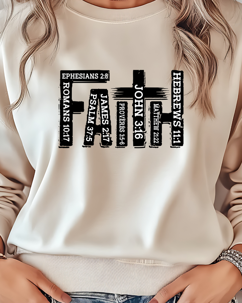 FAITH Bible Verse - Sand Sweatshirt