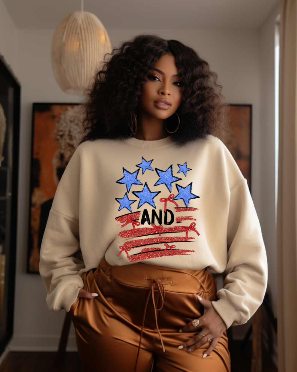 Stars, Stripes, and Freedom   - Sand Sweatshirt