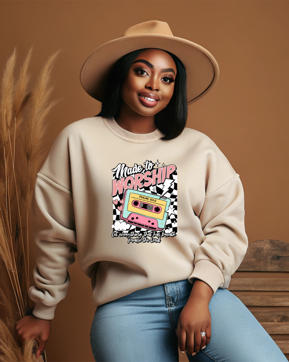 Made to Worship Retro  - Sand Sweatshirt