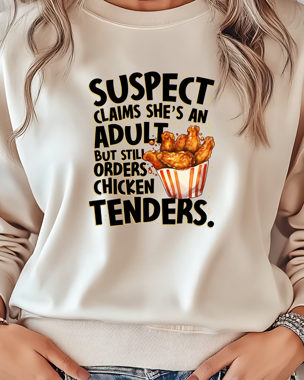 Chicken Tenders & Adulting - Sand Sweatshirt