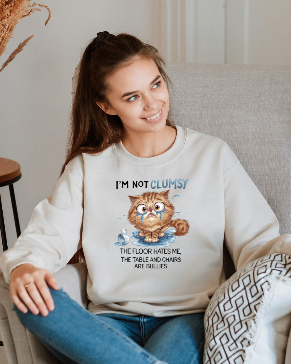 Not Clumsy Cat LOL - Sand Sweatshirt