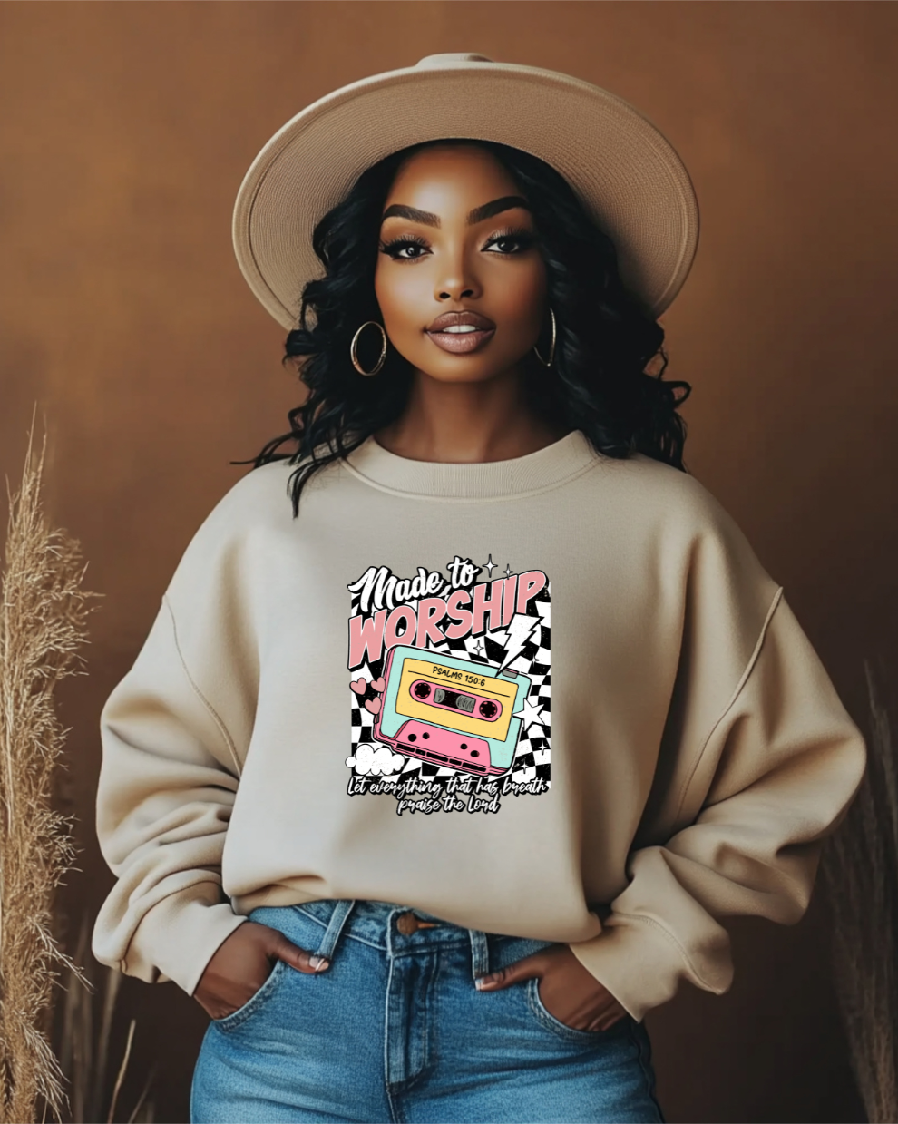 Made to Worship Retro  - Sand Sweatshirt
