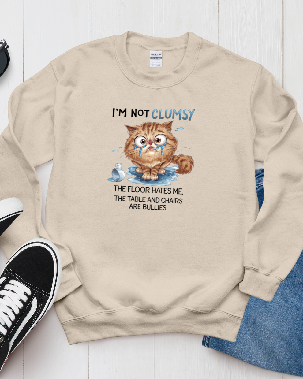 Not Clumsy Cat LOL - Sand Sweatshirt