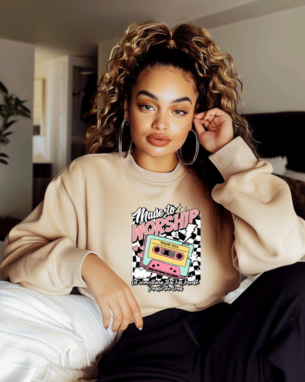 Made to Worship Retro  - Sand Sweatshirt