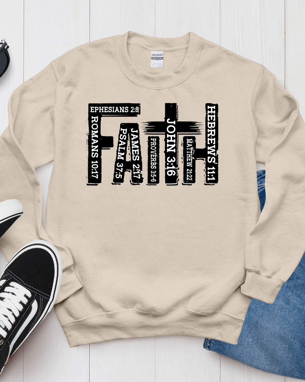 FAITH Bible Verse - Sand Sweatshirt