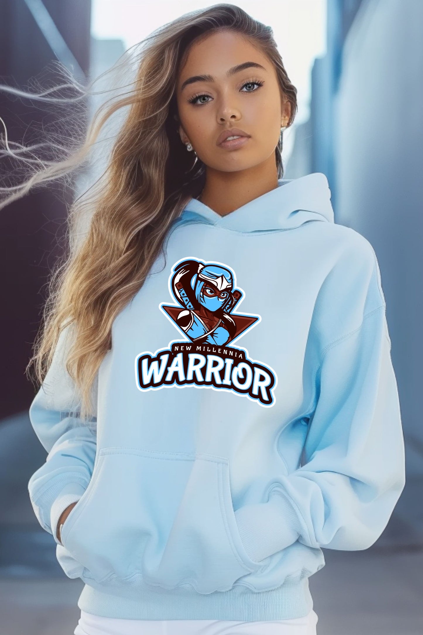 Blue Ninja - Light Blue Hoodie Sweatshirt