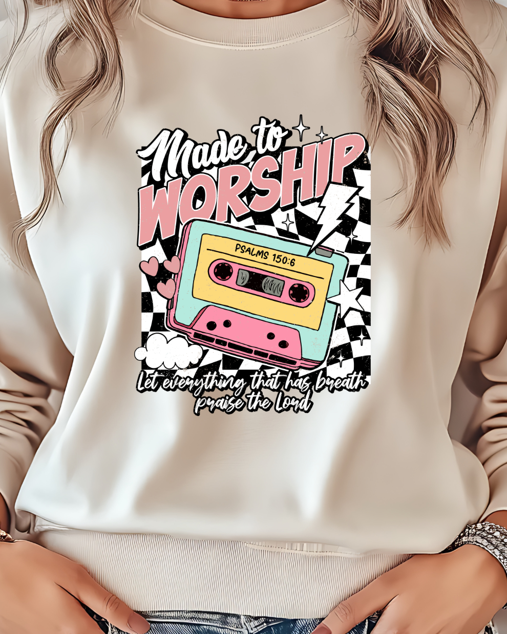 Made to Worship Retro  - Sand Sweatshirt