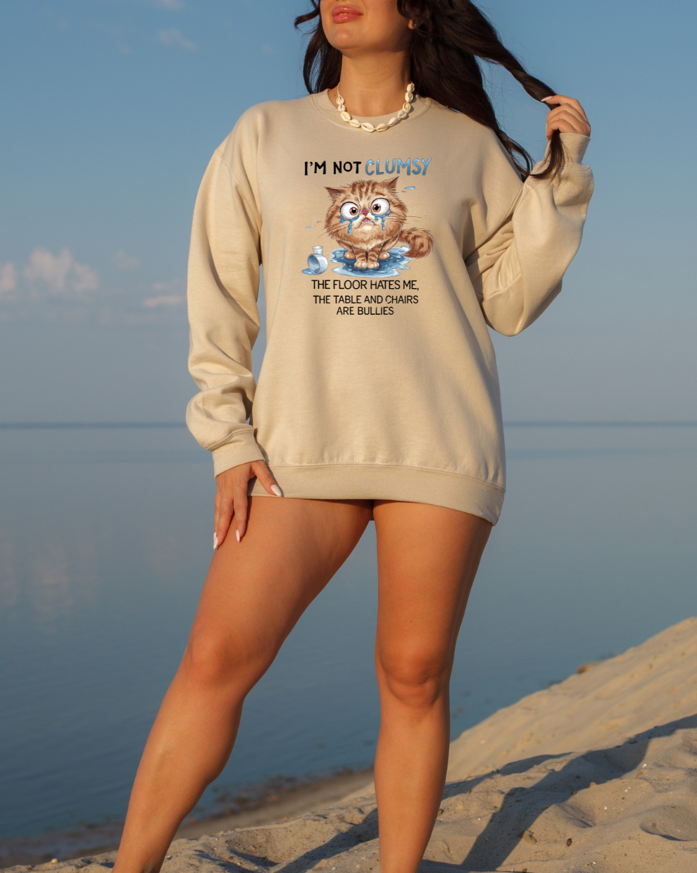 Not Clumsy Cat LOL - Sand Sweatshirt