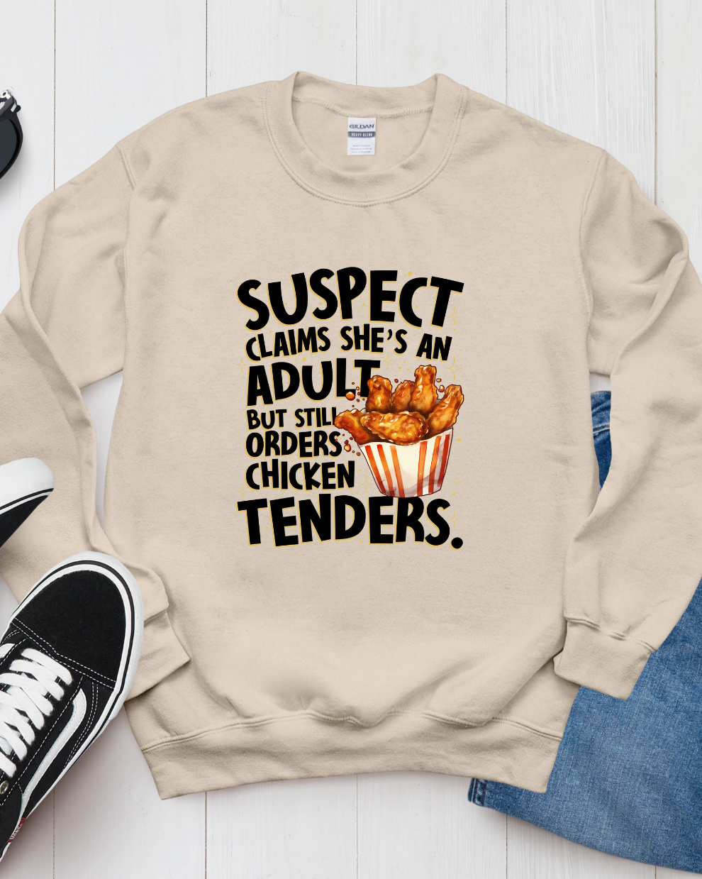 Chicken Tenders & Adulting - Sand Sweatshirt