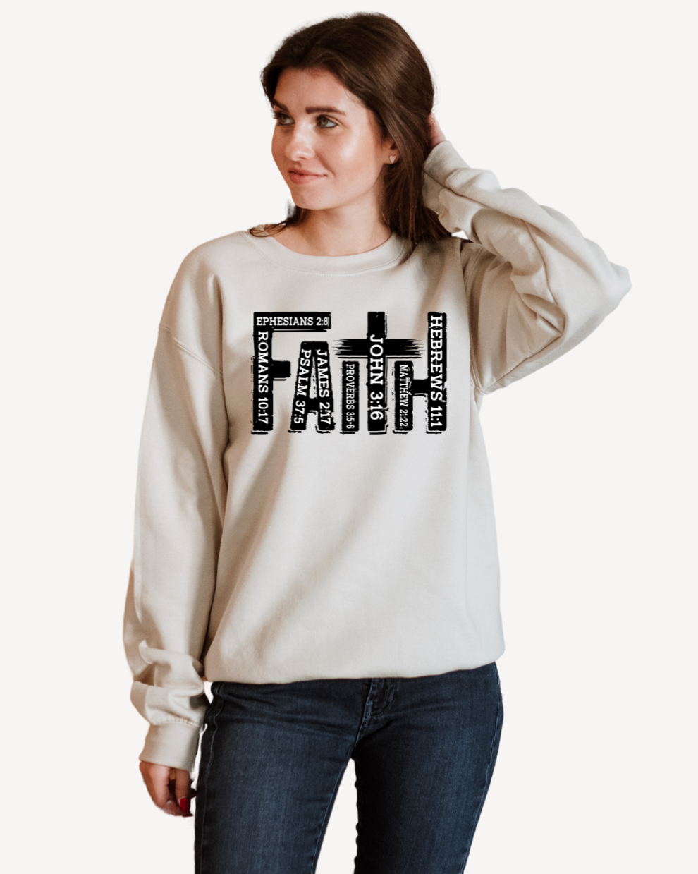 FAITH Bible Verse - Sand Sweatshirt