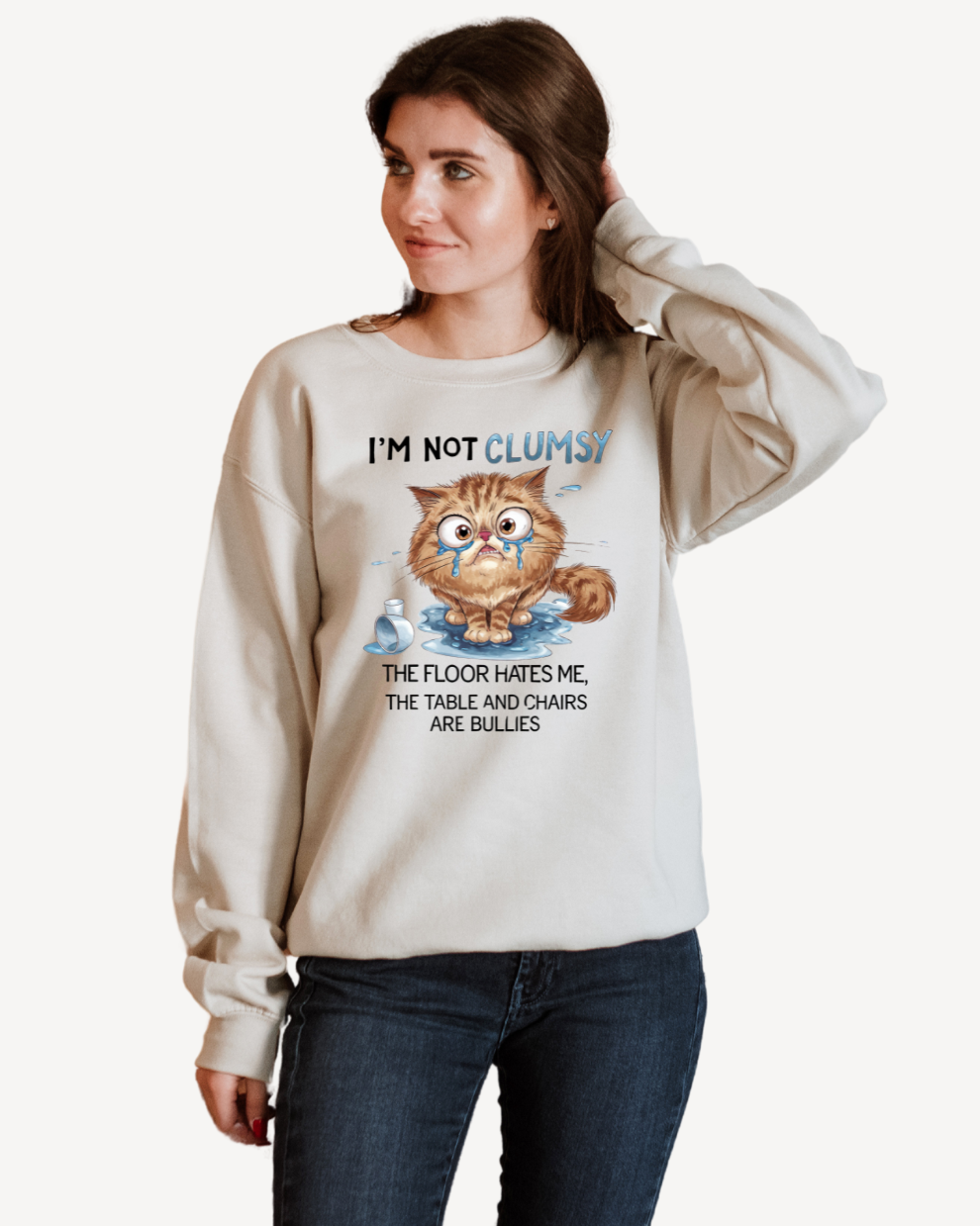 Not Clumsy Cat LOL - Sand Sweatshirt