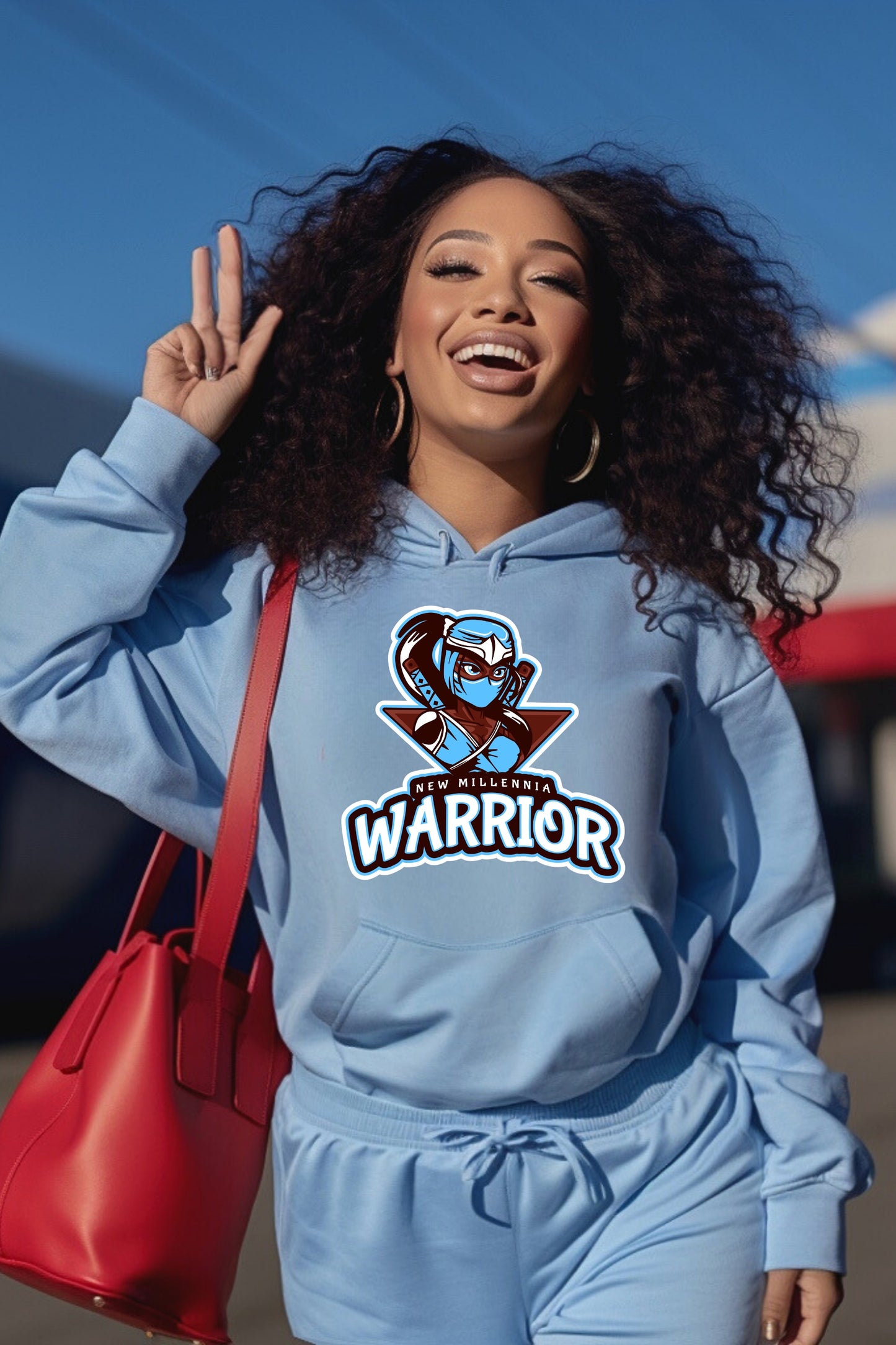 Blue Ninja - Light Blue Hoodie Sweatshirt