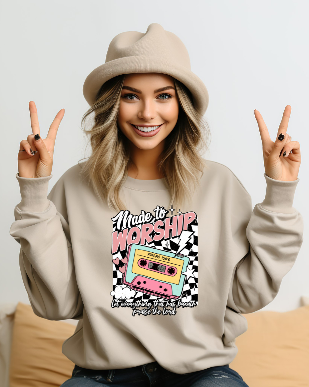 Made to Worship Retro  - Sand Sweatshirt