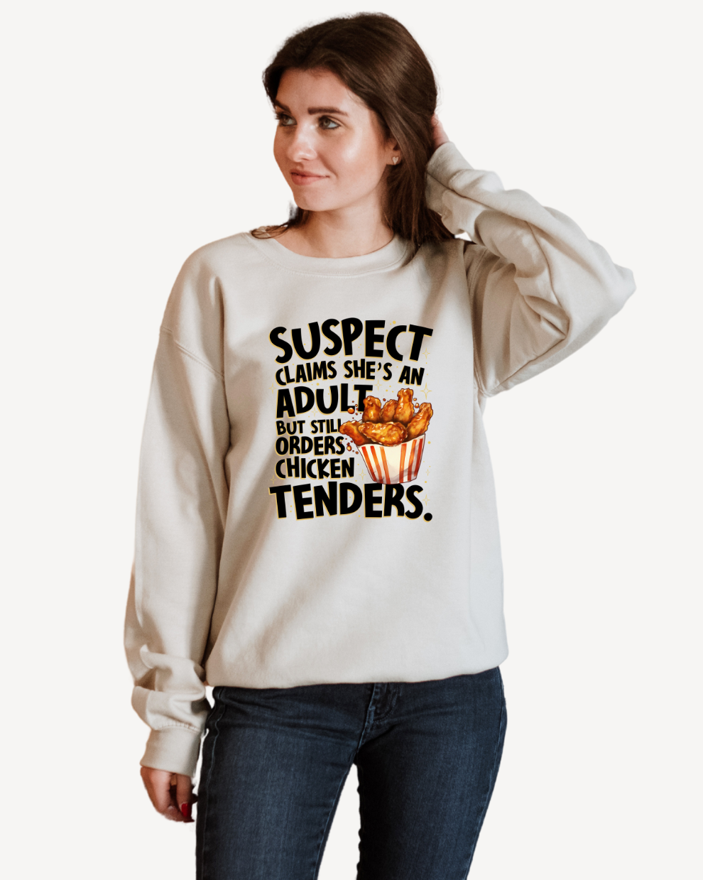 Chicken Tenders & Adulting - Sand Sweatshirt