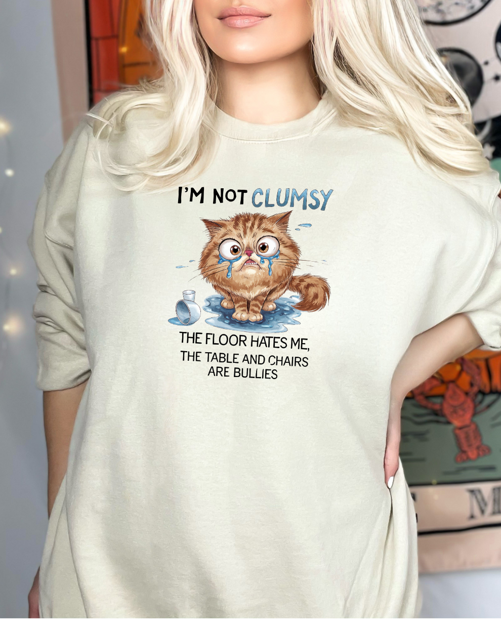 Not Clumsy Cat LOL - Sand Sweatshirt