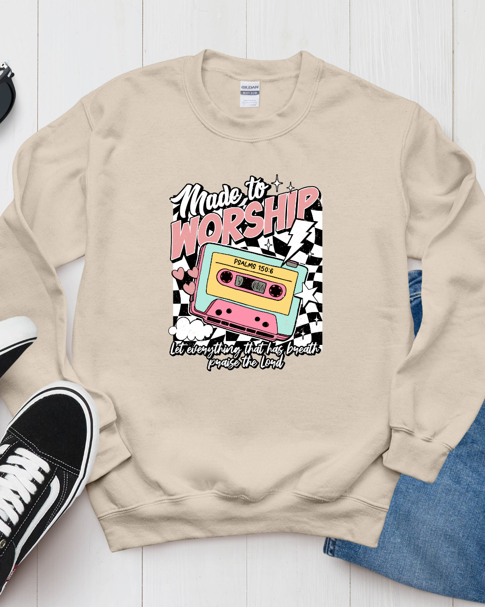 Made to Worship Retro  - Sand Sweatshirt