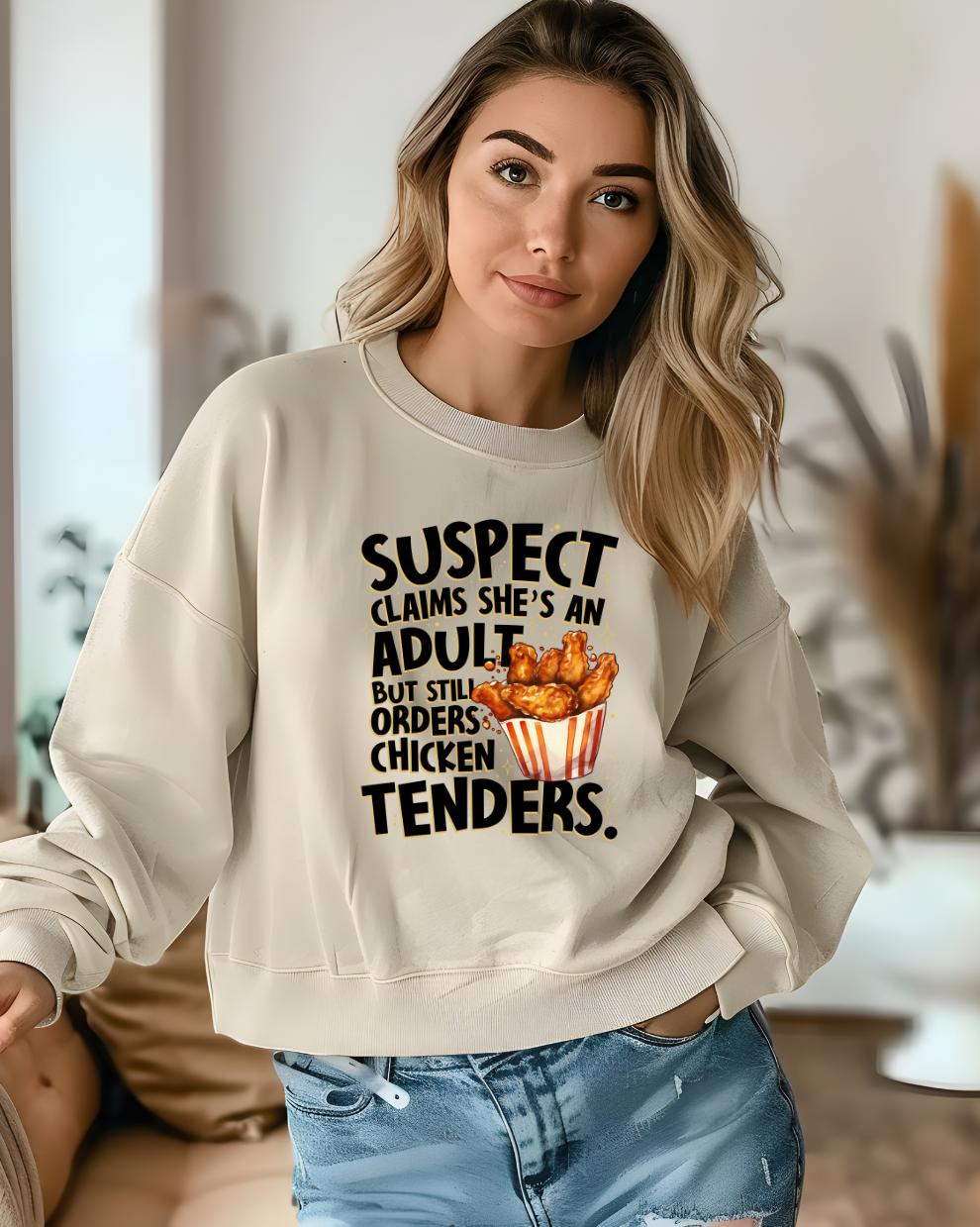 Chicken Tenders & Adulting - Sand Sweatshirt