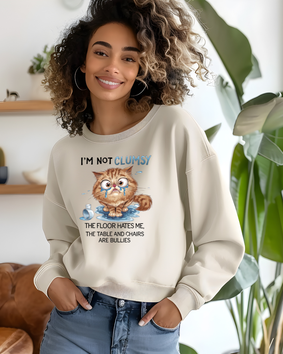 Not Clumsy Cat LOL - Sand Sweatshirt