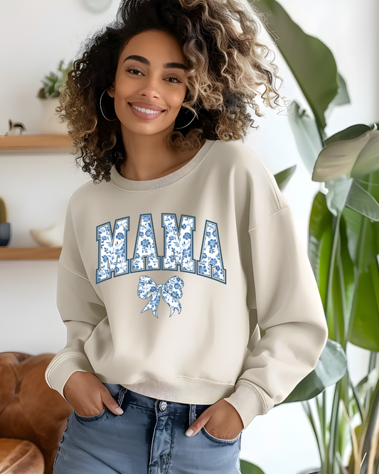 Mama Floral Blue - Sand Sweatshirt