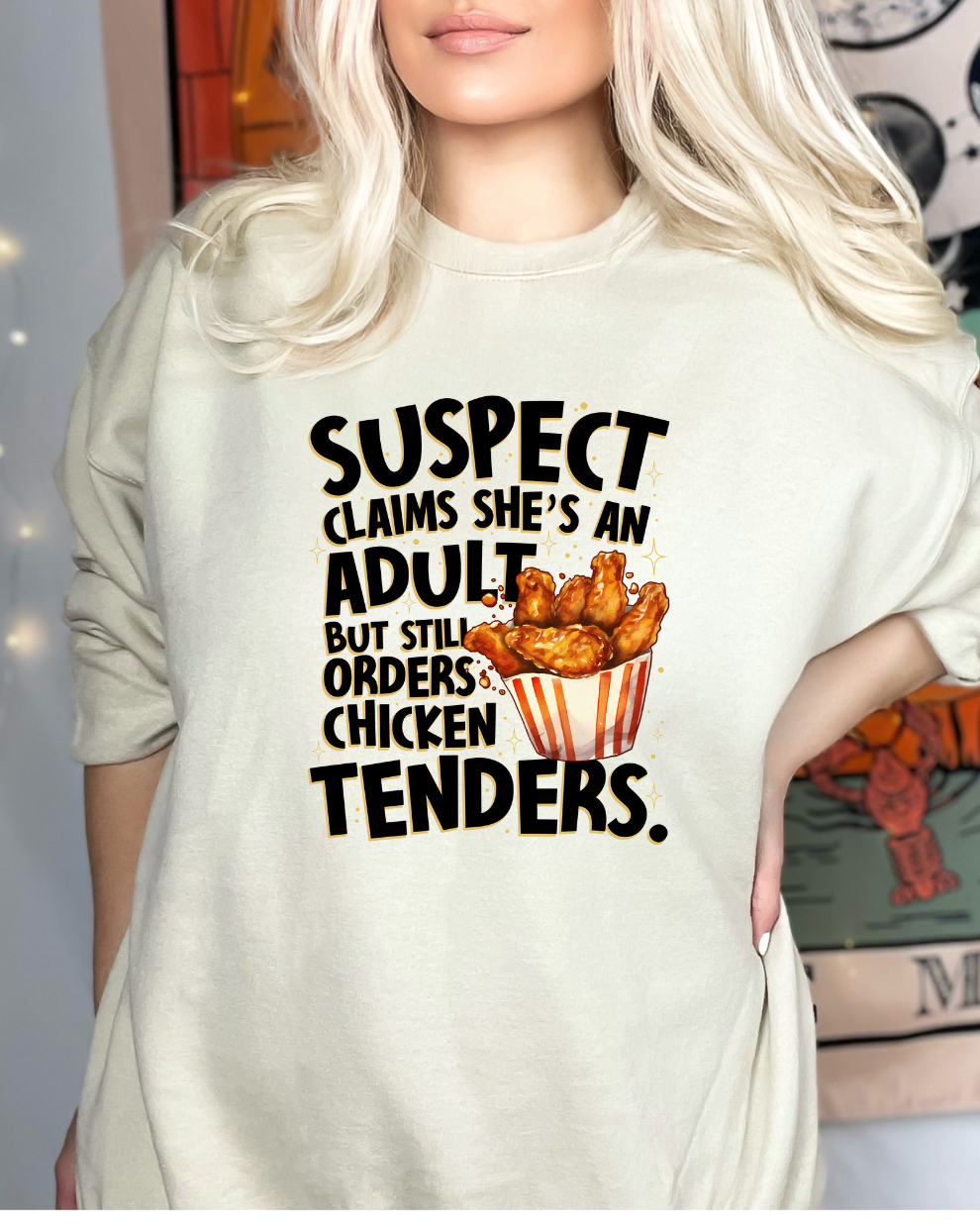 Chicken Tenders & Adulting - Sand Sweatshirt